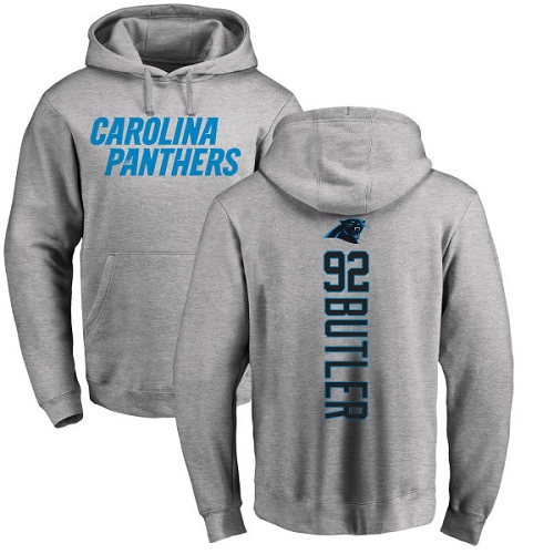 Carolina Panthers Men Ash Vernon Butler Backer NFL Football 92 Pullover Hoodie Sweatshirts